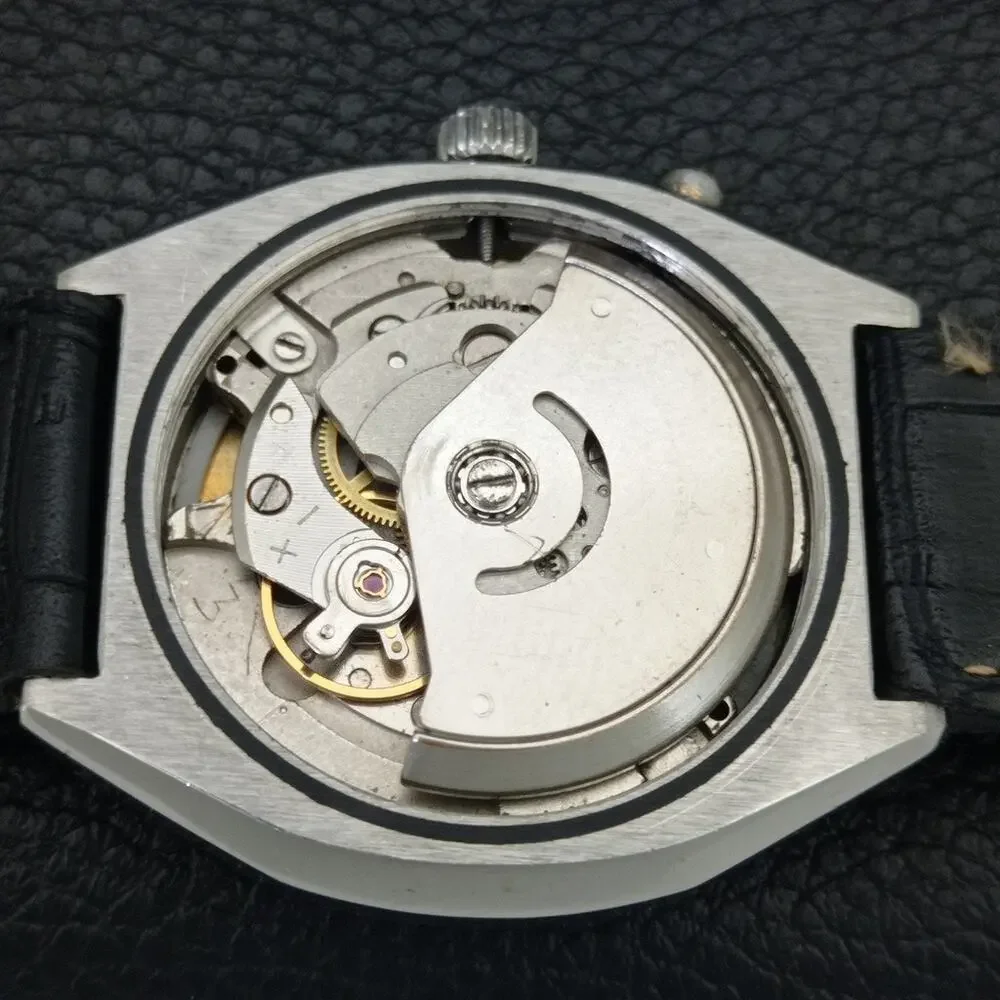 Vintage 1990 Ricoh Automatic Mens Silver Watch W/daydate & Red accents